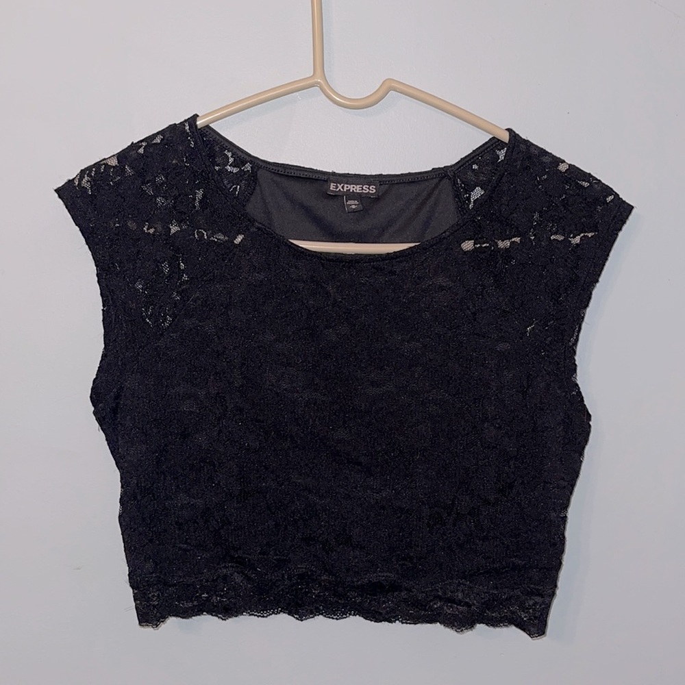 Black Express Lace Midriff / Crop